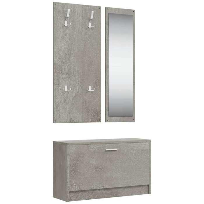 Style minimaliste - Meuble Hall Dentrée - Ensemble darmoires à chaussures - 3-en-1 Gris béton dfa4969065