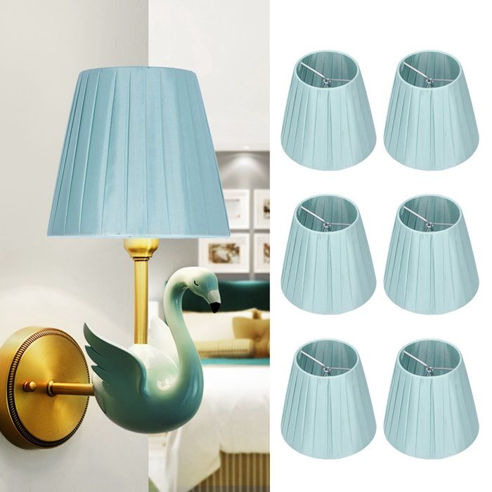 6pcs Abat-jour tissu – Nosheir – PX90 – Style moderne montage clip vert – pour lustre applique – 9×14 cm