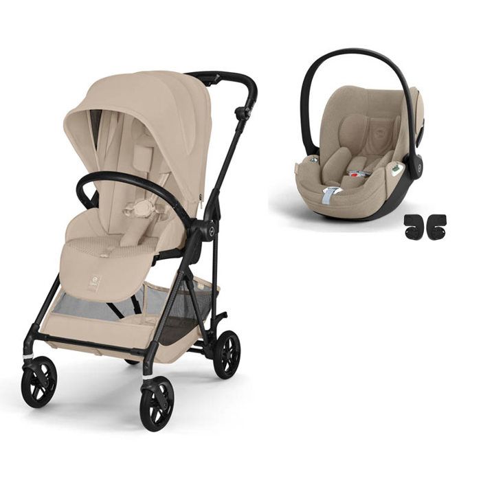 CYBEX - Poussette Duo Melio 6 Carbon + Cloud T Plus Almond Beige