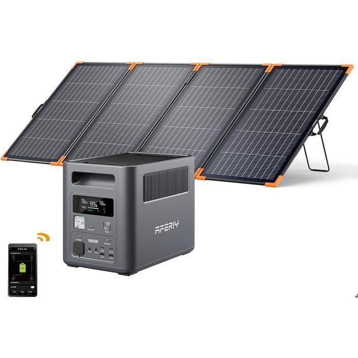 AFERIY P180 Générateur Électrique Portable 1800W 1024Wh avec Panneau Solaire