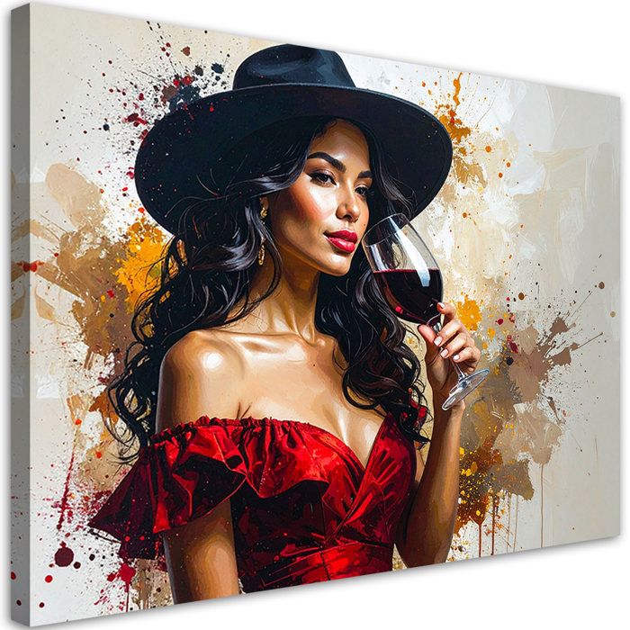 Tableau imprimé sur toile rouge - Feeby - Portrait - Rectangulaire - 100x70 cm - Toile canvas 240 g/m2 - À suspendre