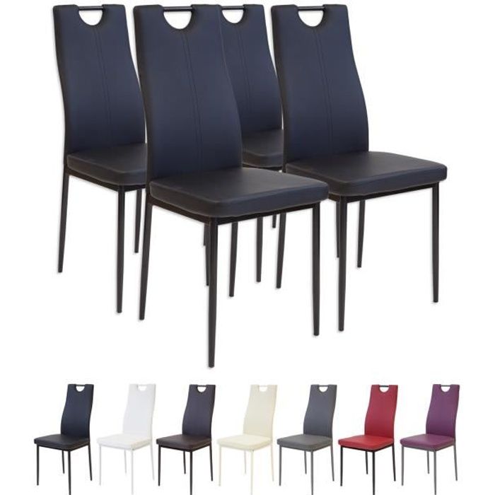 Lot de 4 chaises ALBATROS SALERNO en simili noir pour salle à manger contemporaine