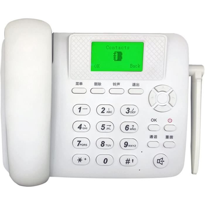 Téléphone sans Fil pour Les Personnes âgées GSM Support SIM Carte Fixe  Blanche Blanche téléphone Fixe téléphone Fixe - Cdiscount Téléphonie