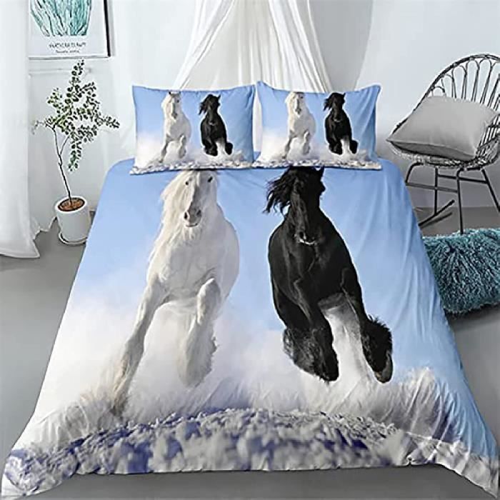 JEFFEL Sets de Housses de Couettes 3D, Animal Cheval Imprimé Ensemble