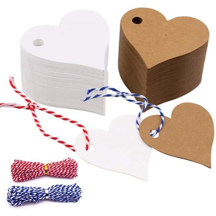 140 étiquettes Cadeaux Kraft Avec Ficelle Jute - Cœurs, Soleils - Pour Mariage, Anniversaire