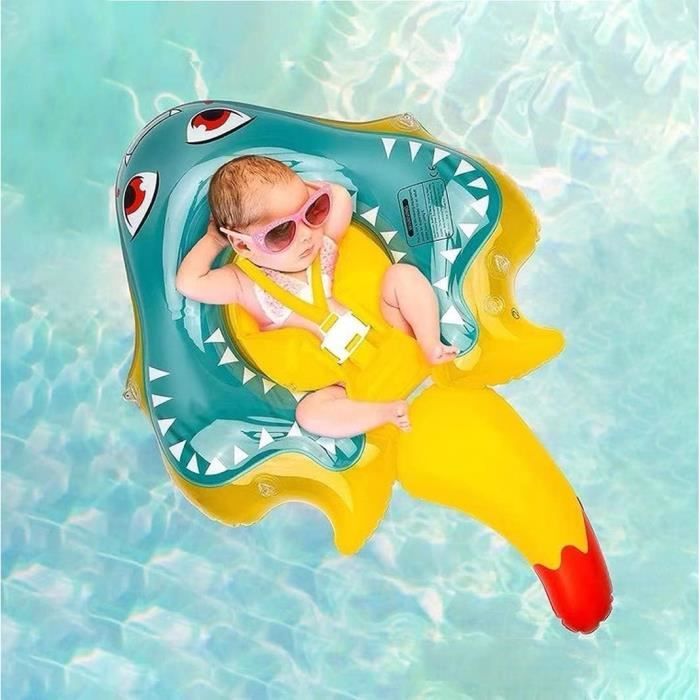 MONODEAL Bouée Bébé Avec Auvent Amovible – Siège De Piscine Gonflable Pour 6 à 36 Mois – Sécurité Quintuple, PVC Sans BPA, Idéal Pour L’apprentissage De La Nage