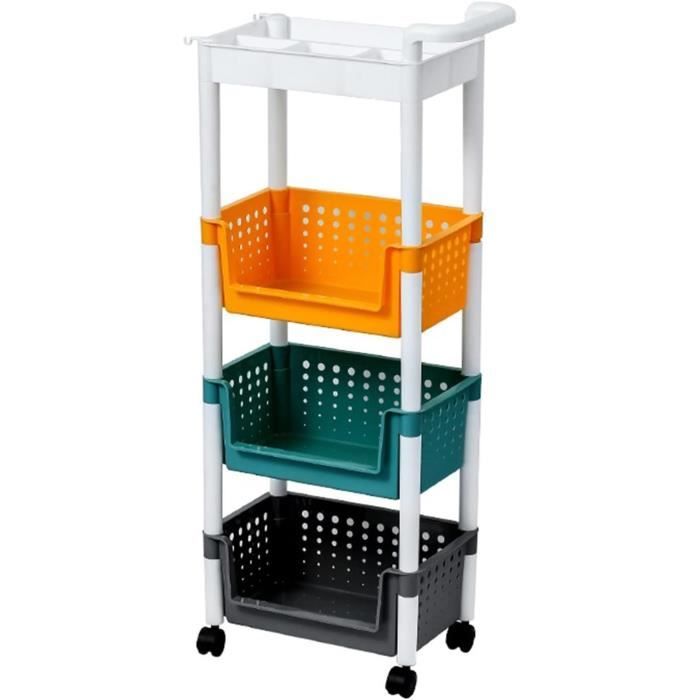 Étagère Cuisine Pivotante 5 Niveaux UISEBRT - Chariot Rangement Fruits Légumes 360° Avec Roulettes - Carré