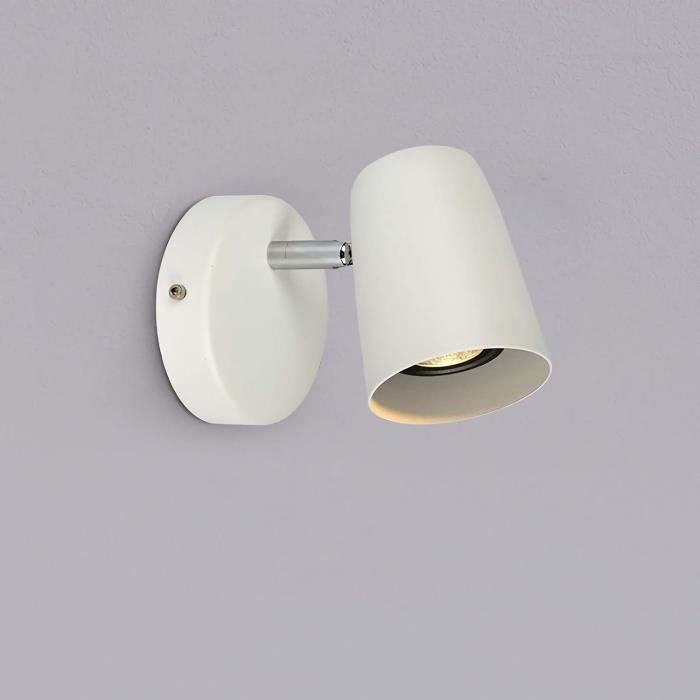 DAWALIGHT Applique Murale Spot GU10 5W 3000K Blanc Chaud Dimmable - Aluminium Blanc