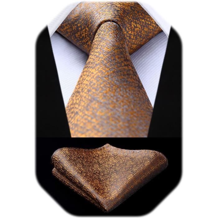 Set Cravate Et Mouchoir Homme HISDERN - Soie - Style Carreaux/Pied-de-poule - Pour Mariage, Cérémonie - Cadeau