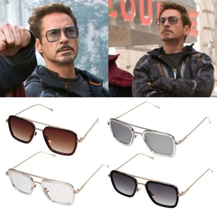 Tony Stark Iron Man Lunettes De Soleil Homme Square Vintage