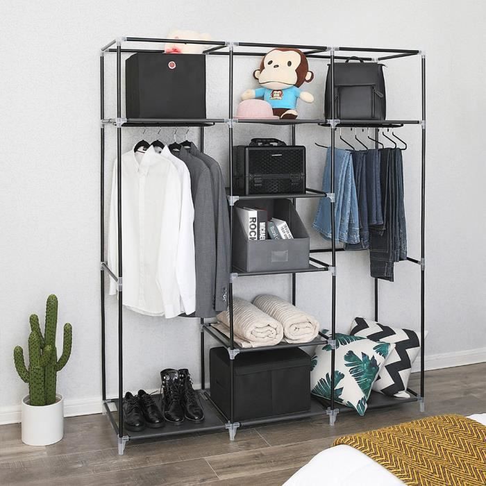 Oui Armoire Rangement Noir Meuble Chambre En Tissu Impermeable