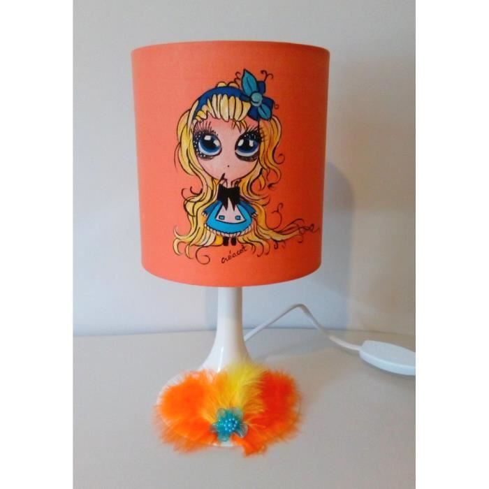 Lampe De Chevet Alice Manga Peint Main Achat Vente Lampe De