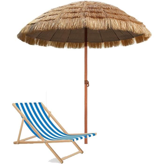 Parasol en Paille Hawaii Naturel Hydrofuge Portable Ombrelle Jardin