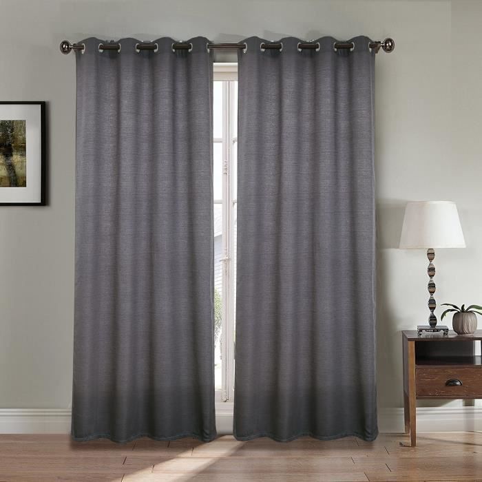 Rideau Lin Gris Cdiscount