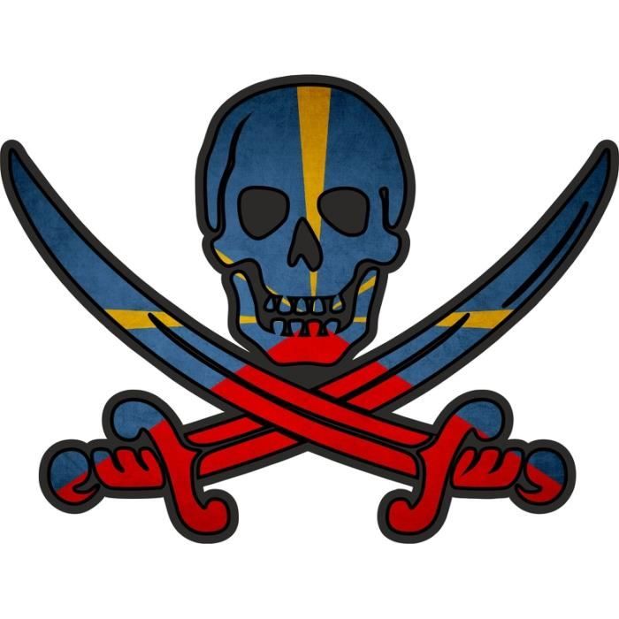 Autocollant Sticker Pirate Jack Rackham Calico Drapeau Pays EST Estonie