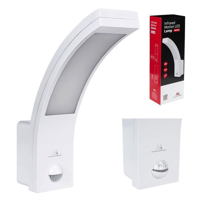 Applique murale - MACLEAN - Lampe LED avec détecteur de mouvement infrarouge - Blanc - Extérieur