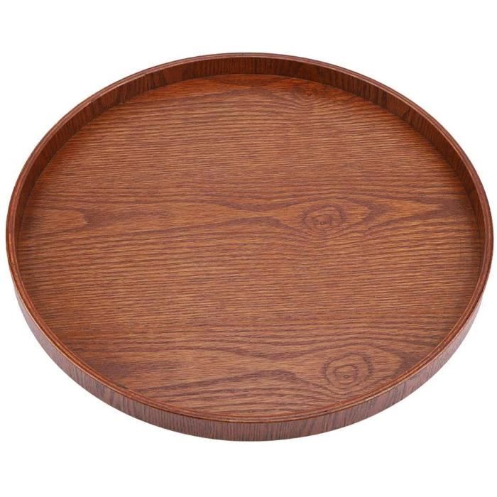 Plateau De Service Rond En Bois Massif Extra Large Pour Thé, Café