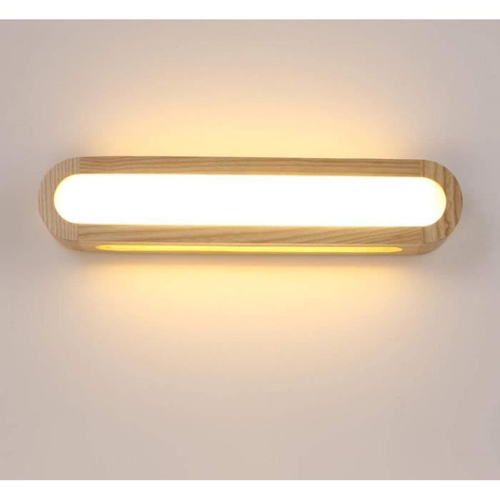 HBVAN Applique Murale LED Appliques Luminaire Intérieur Bois Lampe de Mur lumière chaude Lampe pour Chambre Salon Bureau Couloir 55cm 