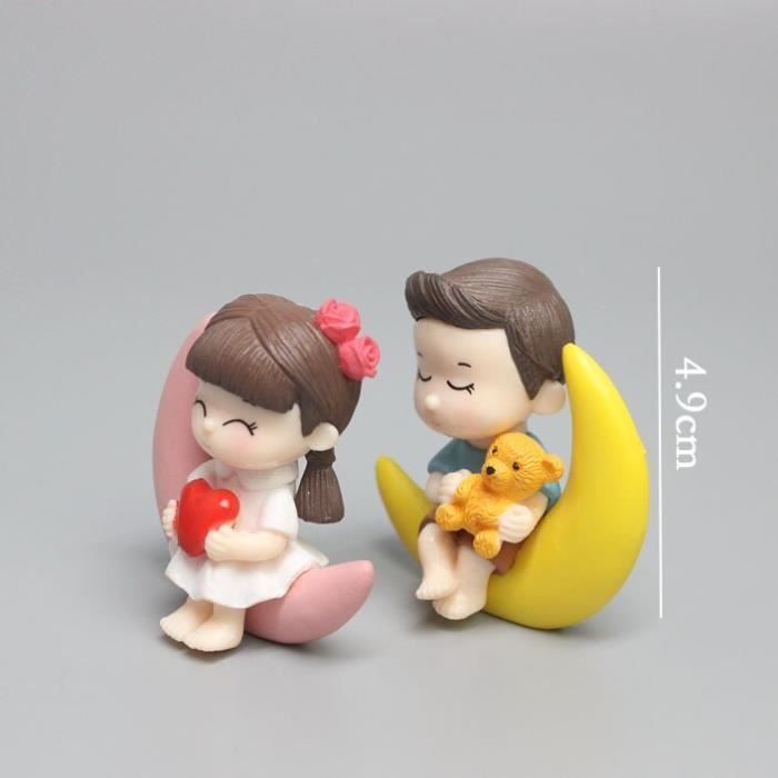Mini Statue Décorative Couple Amoureux En Céramique 8cm - Cadeau Romantique Pour Anniversaire Ou Saint-Valentin