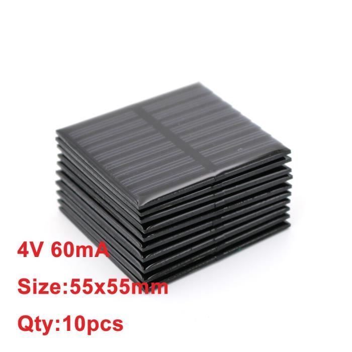 5 Mini Panneaux Solaires Polycristallins 4V 100mA - 70x70mm - Pour Projets DIY, Charge, Jouets - 7