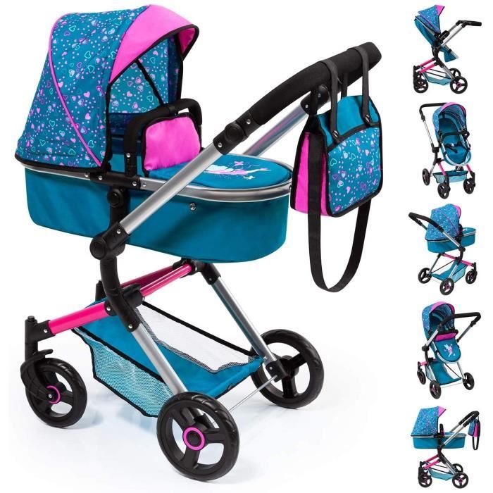 Poussette combin e pour poup e Bayer Design Neo Vario Bleu Rose