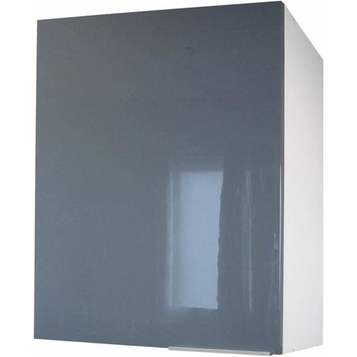 pop meuble haut de cuisine l 60 cm - gris haute brillance
