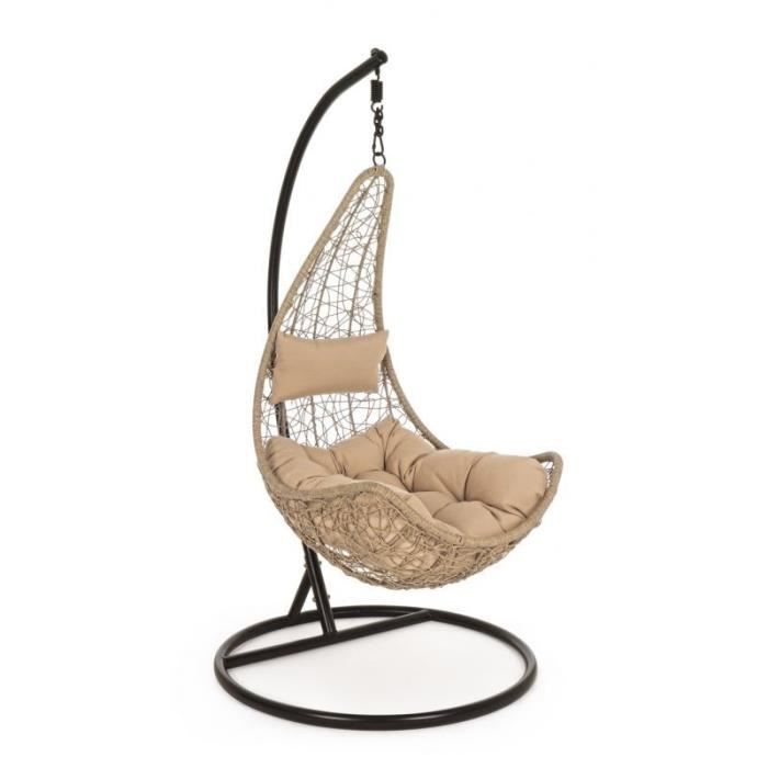 fauteuil suspendu sur pied - amirante en polyester - bizzotto - jardin - adulte - beige - contemporain - design
