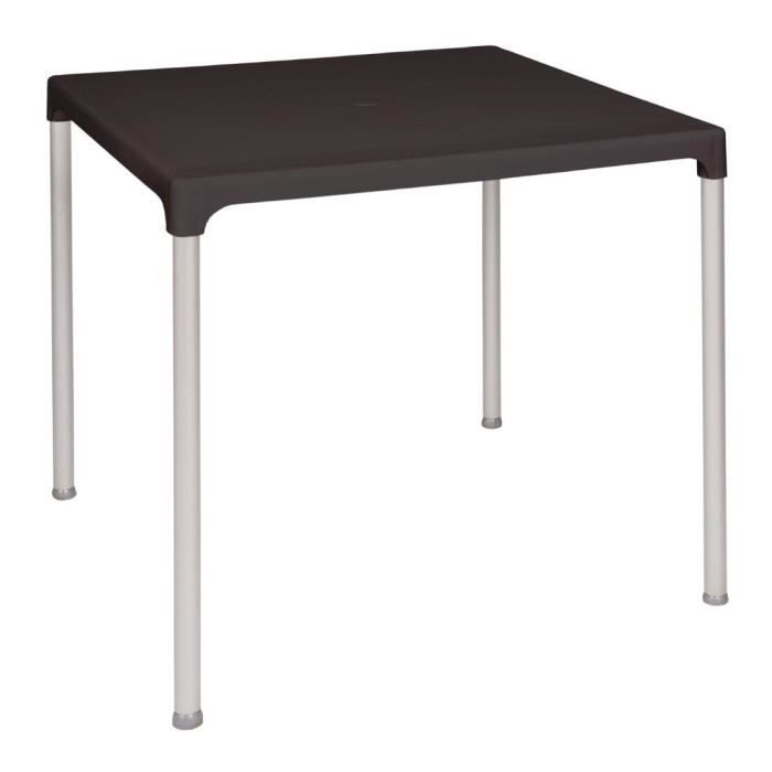 Table carrée noire 750 mm avec pieds aluminium Bolero