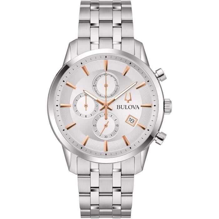 Montre - BULOVA - 96B411 - Quartz - Acier inoxydable - 41 mm - Argenté