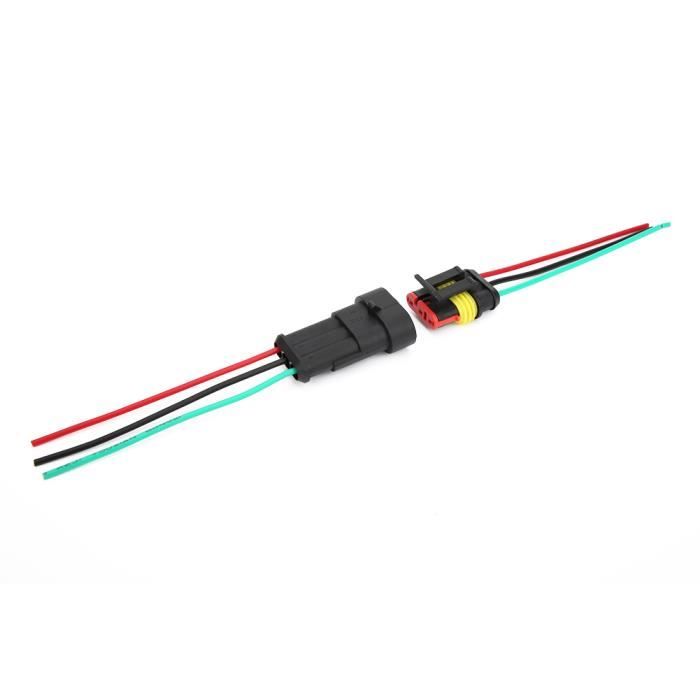 Jeu De 2 Connecteurs électriques étanches 4 Broches - Fil 18AWG Rouge Et Noir, Pour Marine/voiture