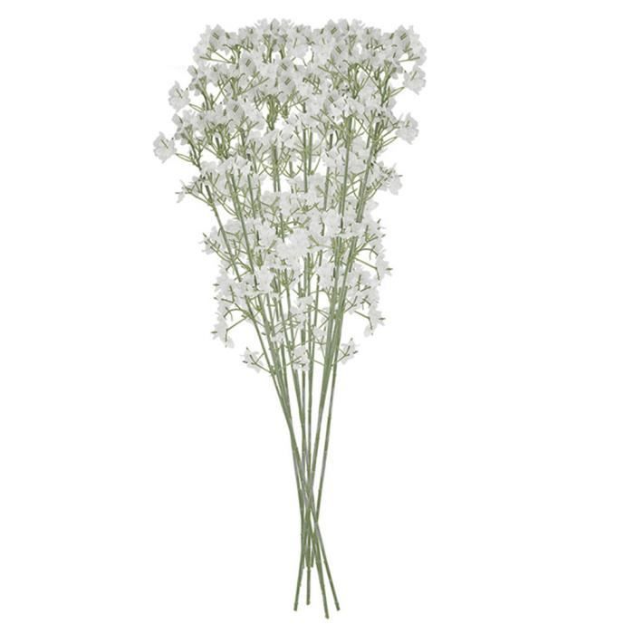 Fleurs artificielles de souffle de bébé faux bouquets de gypsophile 58.5 cm fleur plastique blanche la décoration 10 pièces