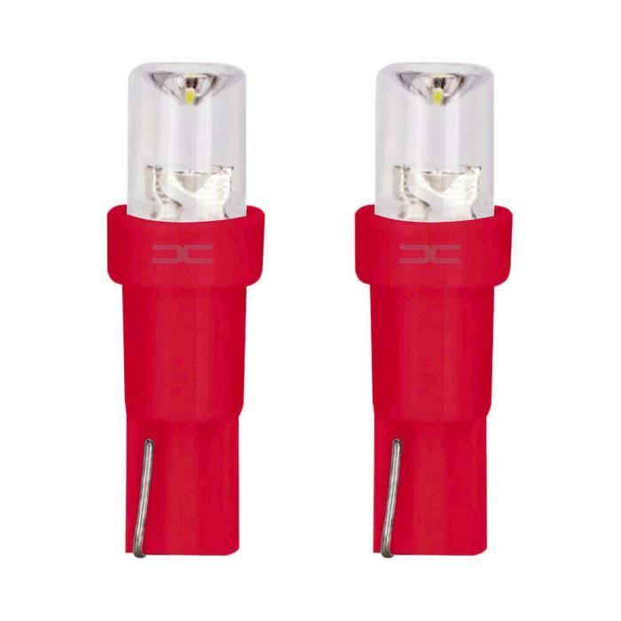 Ampoule 12V 1.2W T5 W2x4.6D Rouge - Pour Voiture, Moto, Scooter, éclairage De Tableau De Bord