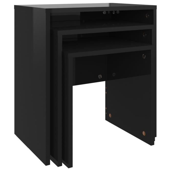 Tables gigognes 3 pcs Noir Verre trempé - Leroy Merlin