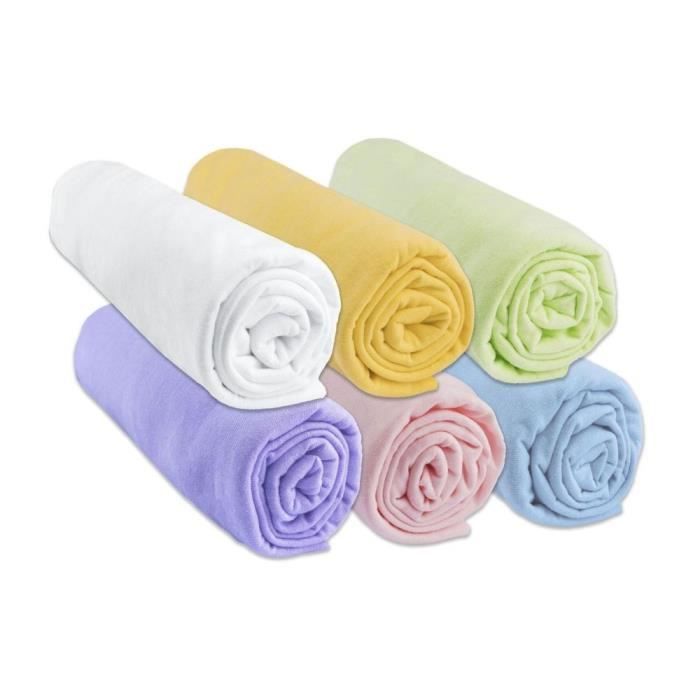 Lot de 6 Draps housse Jersey coton 60x120 - EASY DORT - Mixte - Respirant et élastique