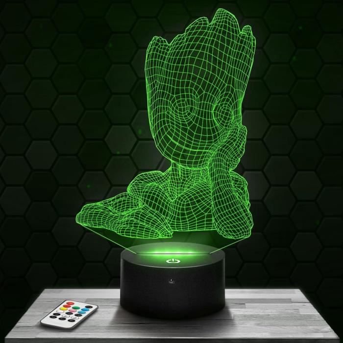 Lampe De Chevet 3D Dauphin Avec Télécommande - Veilleuse Multicolore - Fabriqué En France