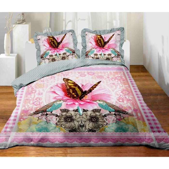 SET DE HOUSSE COTON - DRAP 3D - 109470 (200cm x 200cm - Rose)