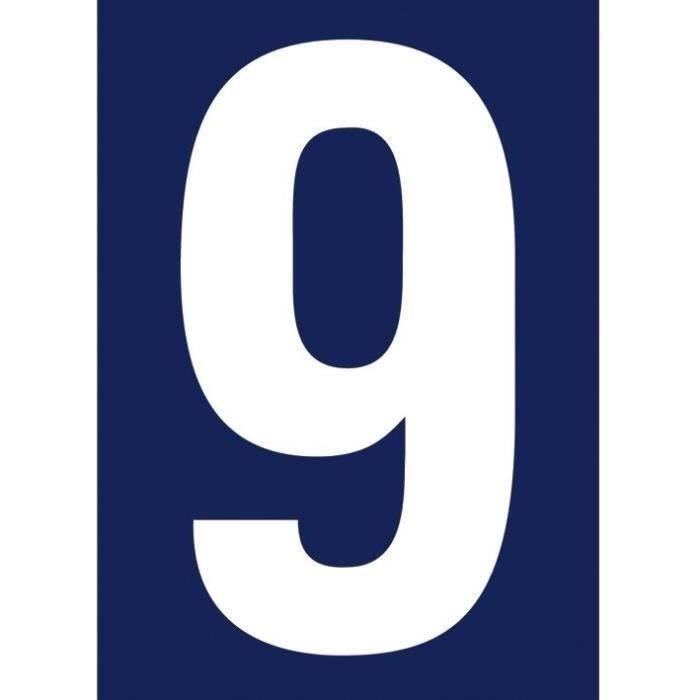Chiffre adhésif N° rue 9 sur carte
