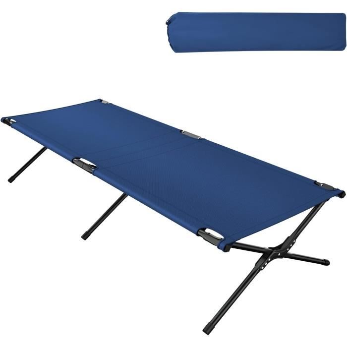 Lit De Camping Pliable Avec Matelas - Portable Et Résistant - Gris - Neuf