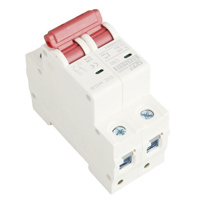 Disjoncteur DC 25A Photovoltaïque – Miniature Avec Protection Surcharge Et Court-Circuit, Rail DIN