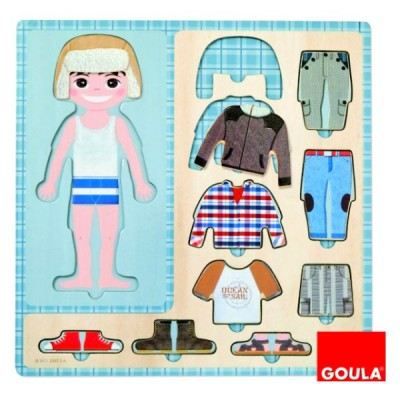 Puzzle en bois 10 pièces - Petit garçon shabille - GOULA - Scène de vie - Enfant - 3 ans et plus