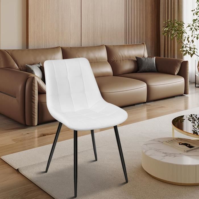 Chaise en cuir - HOMEWELL - YIPEEMA - Blanc - Lot de 2 - Charge maximale 120 kg