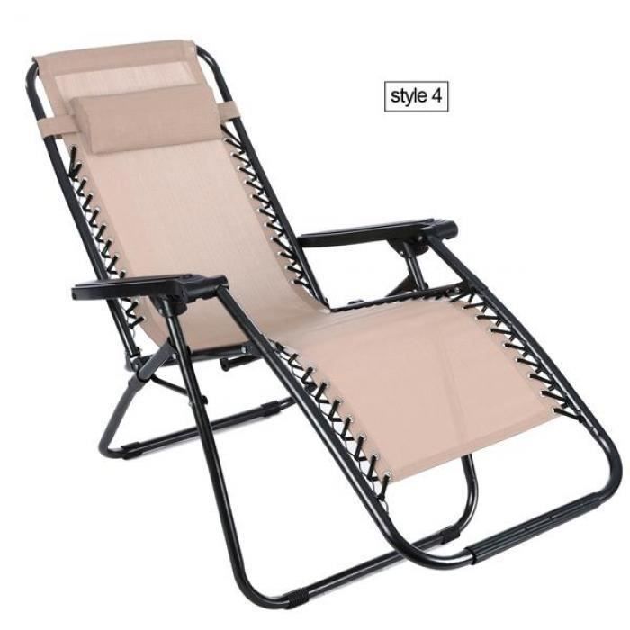 Chaise Zero Gravity réglable Chaise longue portative Chaise longue Chaise pliante en bambou inclinable avec repose-tête et repose-pieds Couleur : Chair+mat a 