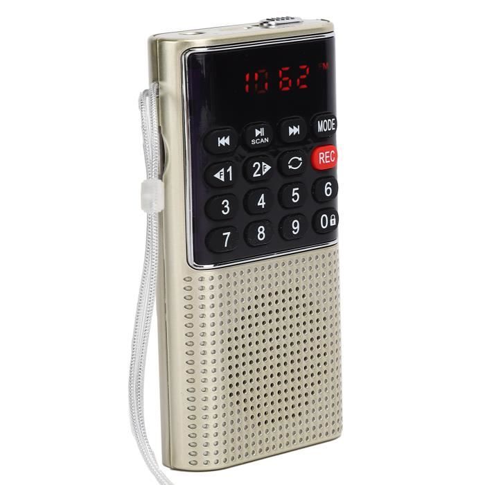 HURRISE lecteur MP3 Radio L ‑ 328 Mini haut-parleur radio FM Lecteur MP3 USB multifonction portable avec port pour écouteurs Or