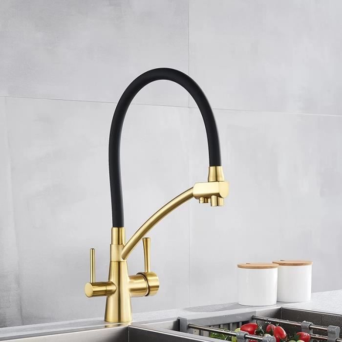 robinets d'évier de cuisine avec douchette extractible, 2 modes de pulvérisation, robinet d'eau pivotant à 360 degrés, laiton, mitigeur de cuisine extractible à poignée unique, mitigeurs de