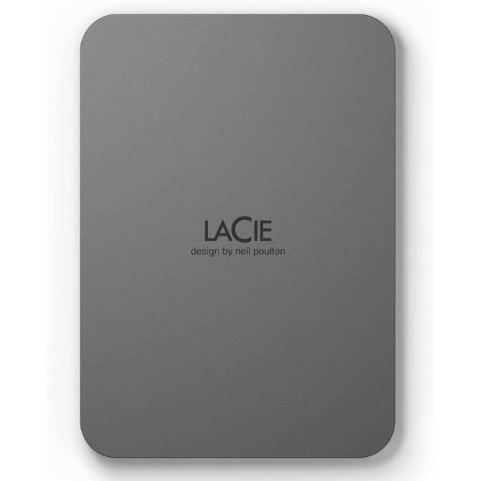 Disque dur portable externe - LACIE - Mobile Drive Secure v2 - 4To - USB 3.1-C - Gris espace