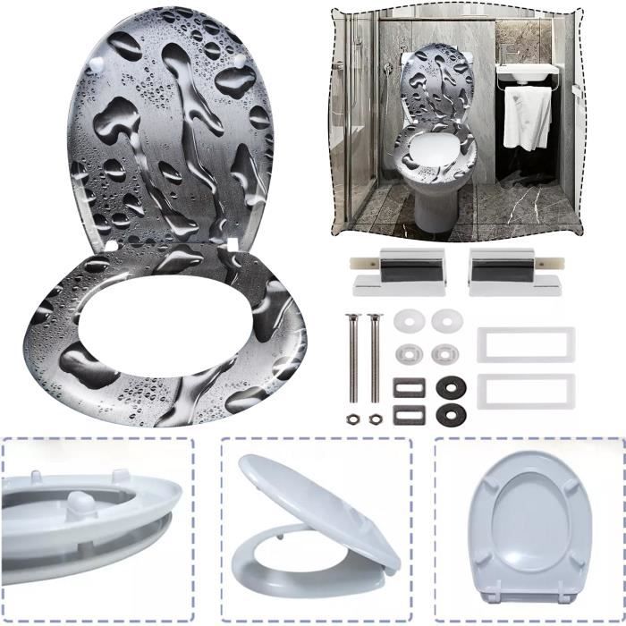 Abattant WC Ovale à Fermeture Amortie CUQOO - Siège Toilette Dégagement Rapide Avec Charnières Réglables - Blanc