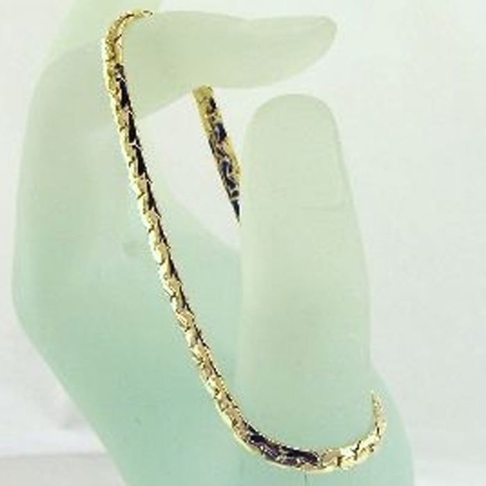 Bracelet Fantaisie En Argent Poinçonné - Forme Haricot, Longueur 18,7 Cm