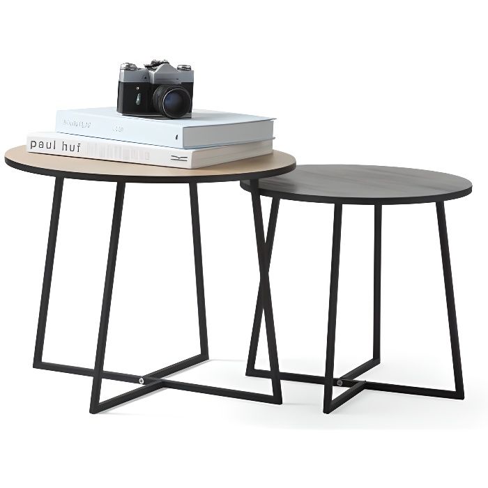 Lifa Living 2 Tables Basses Ronde Bois Et Metal Noir Table Gigogne Scandinave Hauteur 50 Cm Et 40 Cm Table D Appoint Pour Salon Achat Vente Table Basse Lifa Living 2 Tables Basses Cdiscount