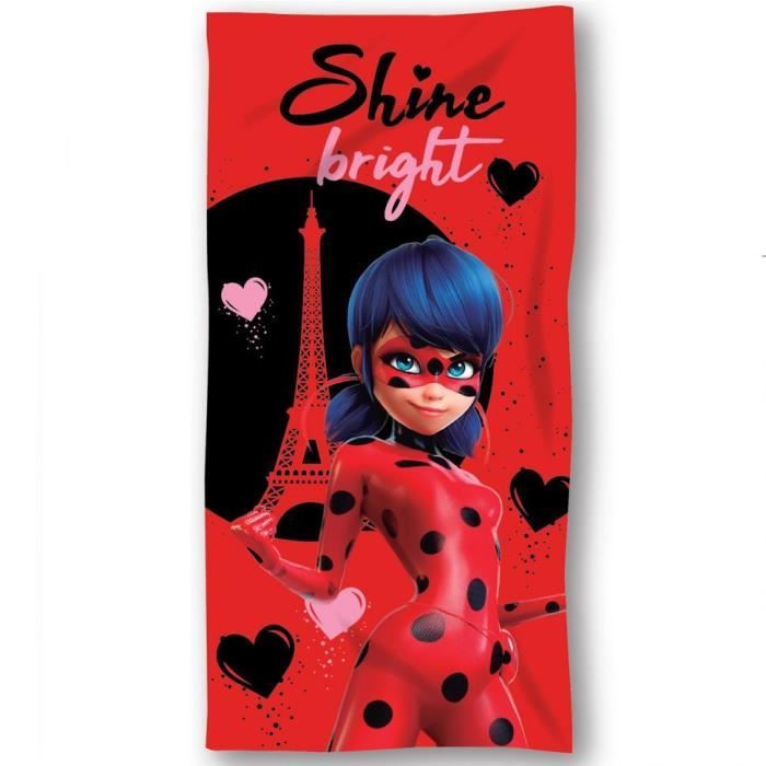 Miraculous Ladybug & Cat Noir Girls Beach Towel – 70x140 Cm, Red, 100% Polyester Microfiber - View #10