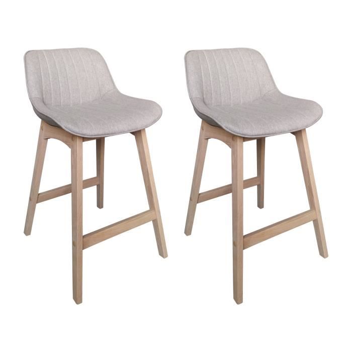 lot de 2 chaises scandinaves en tissu gris clair - mellow - 65 cm gris clair 52,5 cm